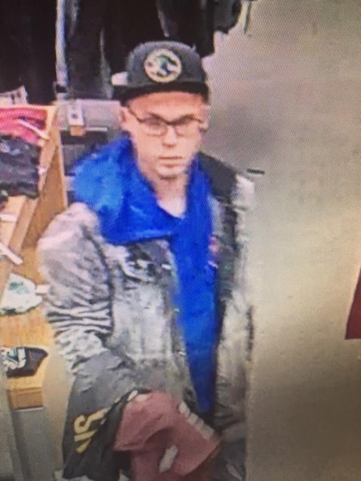 Clark County deputies are asking for the public’s help in identifying this man and another, who are suspected of stealing from Kohl's store in Hazel Dell on Sunday.