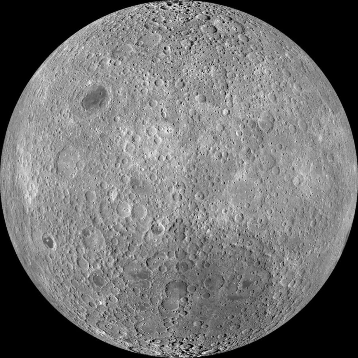 This 2011 composite image shows the far side of Earth’s moon. The moon is what scientists call “tidally locked,” which means the same side always faces us, while another side always faces away.