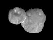 This Tuesday, Jan. 1, 2019 image made available by NASA on Thursday, Jan. 24 shows the Kuiper belt object Ultima Thule, about 1 billion miles beyond Pluto, encountered by the New Horizons spacecraft. It will take almost two years for New Horizons to transmit all the data from the flyby, 4 billion miles (6.4 billion kilometers) away.