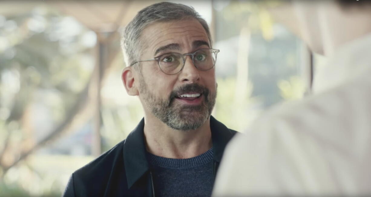 This screen grab from video provided by PepsiCo shows an image from the company’s 2019 Super Bowl NFL football spot featuring Steve Carell. Star power abounds in this year’s Super Bowl ads.