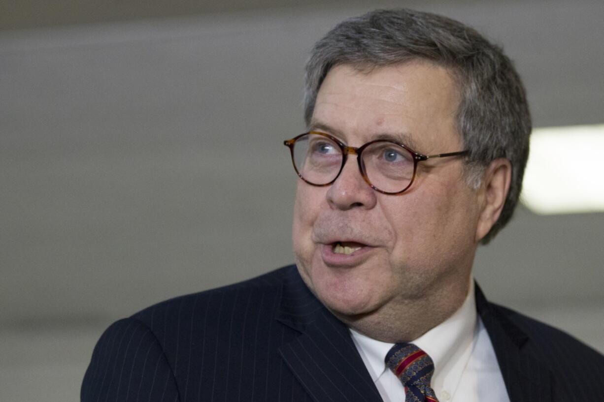 Attorney General nominee William Barr departs after a meeting with Sen. John Cornyn, R-Texas, on Capitol Hill, Wednesday, Jan. 9, 2019 in Washington.