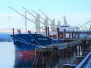 The Iwagi Island, a 590-foot-long Handymax bulk carrier, arrived at the Port of Vancouver on Friday.