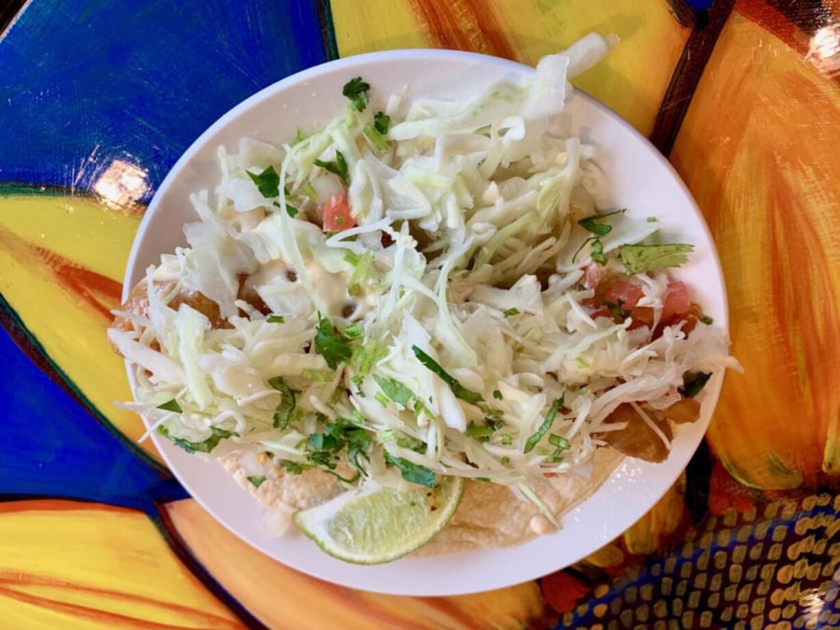 A fish taco at Woody’s Tacos.