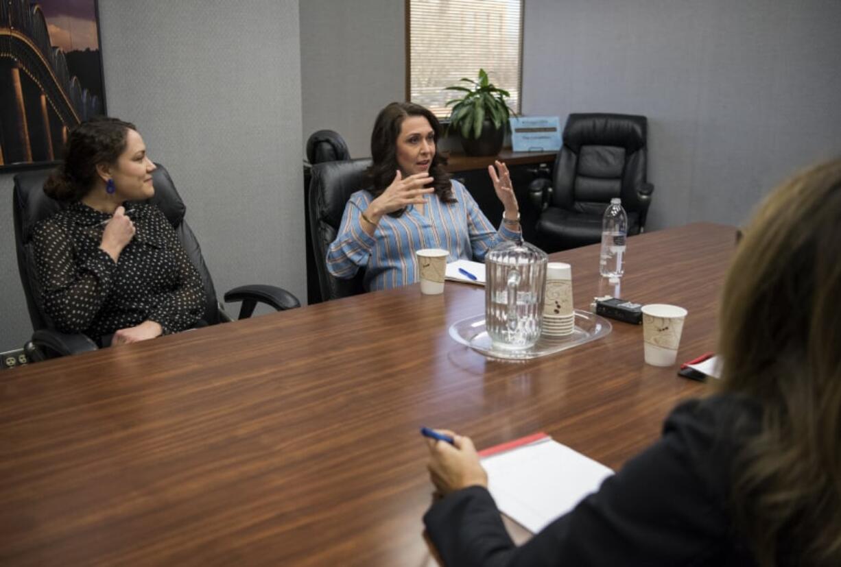 Rep. Jaime Herrera Beutler, R-Battle Ground, talks with The Columbian's Editorial Board in Vancouver on Thursday.