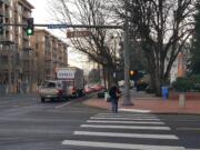 Traffic backed up into downtown Vancouver Wednesday morning because of Interstate 84 closures. Police Police were conducting a shooting investigation on the freeway.