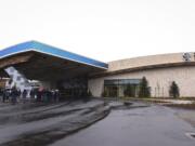 A large crowd lines up outside the ilani casino for the grand opening April 24, 2017.