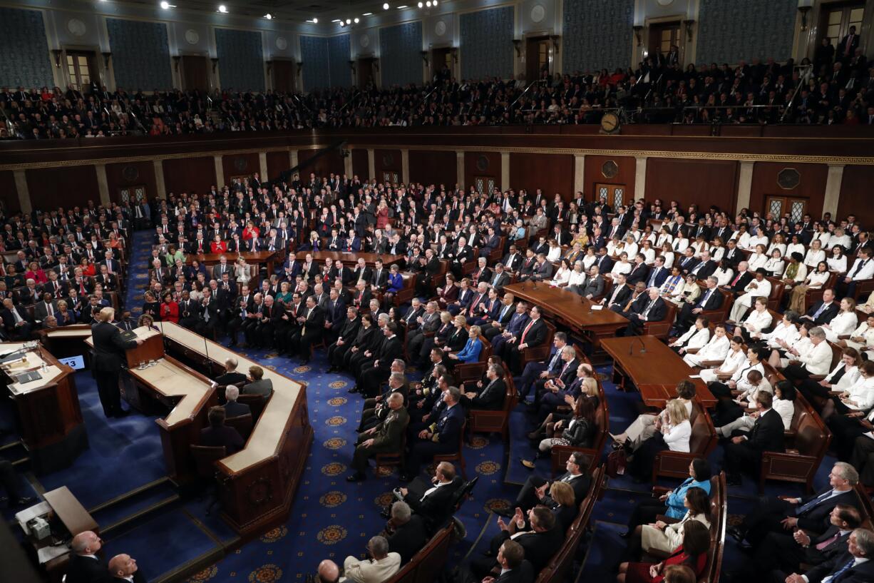 President Donald Trump delivers his State of the Union address to a joint session of Congress on Capitol Hill in Washington, Tuesday, Feb. 5, 2019. (AP Photo/J.