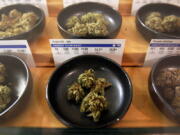 Marijuana on display at Harborside marijuana dispensary in Oakland, Calif.