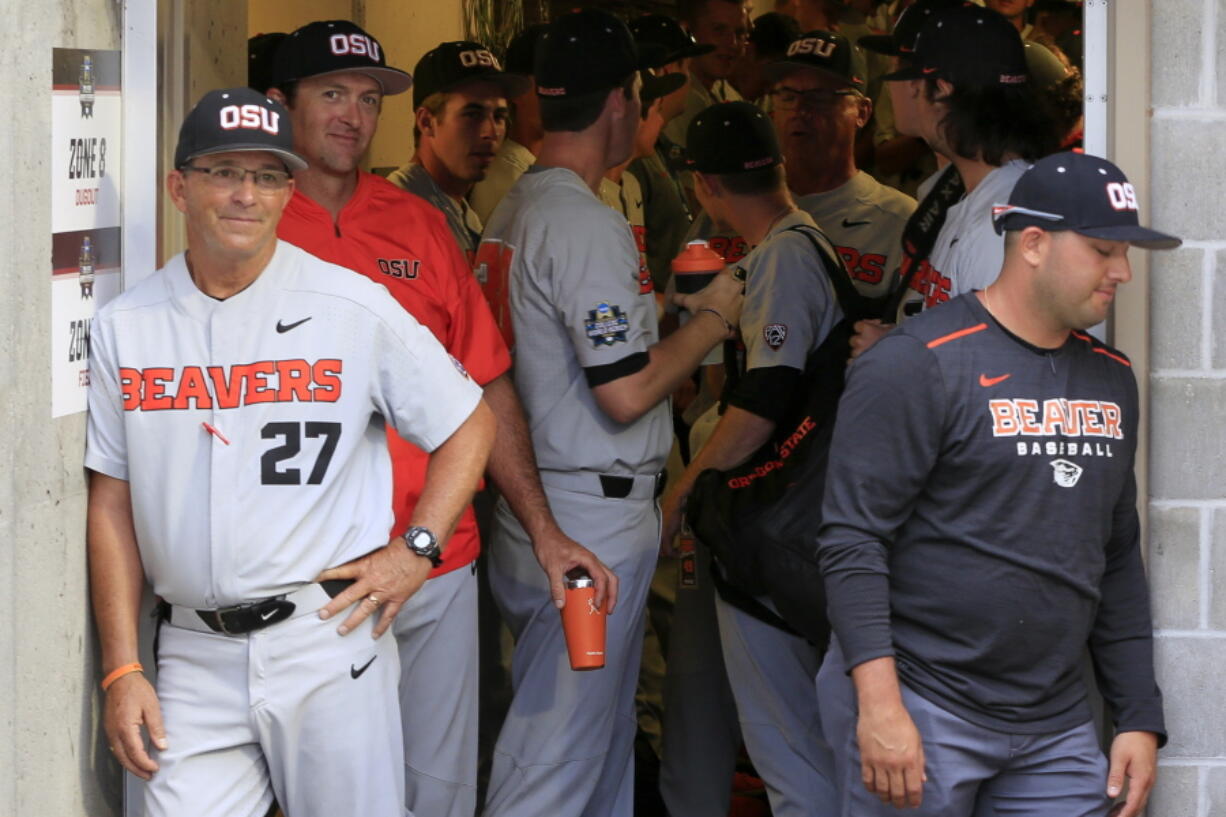 Pat Bailey (27) is now Oregon State’s interim head coach, is taking over the program that bring back most of its pitchers but must replace six everyday position players.