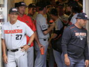 Pat Bailey (27) is now Oregon State’s interim head coach, is taking over the program that bring back most of its pitchers but must replace six everyday position players.