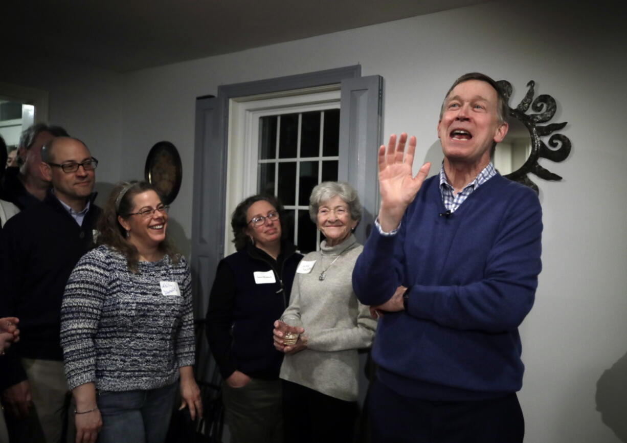 Former Colorado Gov. John Hickenlooper speaks at a campaign house party in Manchester, N.H. Democrats hoping to use the governor’s mansion as a launching pad to the White House will likely run into a major hurdle: money. Or rather, a lack thereof. Current and former governors like Jay Inslee of Washington, Steve Bullock of Montana, Hickenlooper or Terry McAuliffe of Virginia are all considering a run. But they lack name recognition when compared to their rivals.