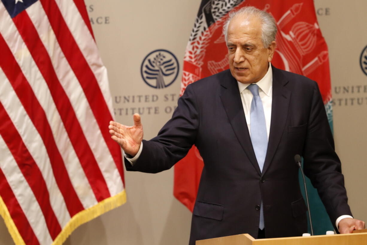 Special Representative for Afghanistan Reconciliation Zalmay Khalilzad speaks on the prospects for peace, Friday, Feb. 8, 2019, at the U.S. Institute of Peace, in Washington.