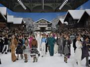 A wintery alpine village created within the Grand Palais was the set for the Chanel fall-winter 2019 collection.