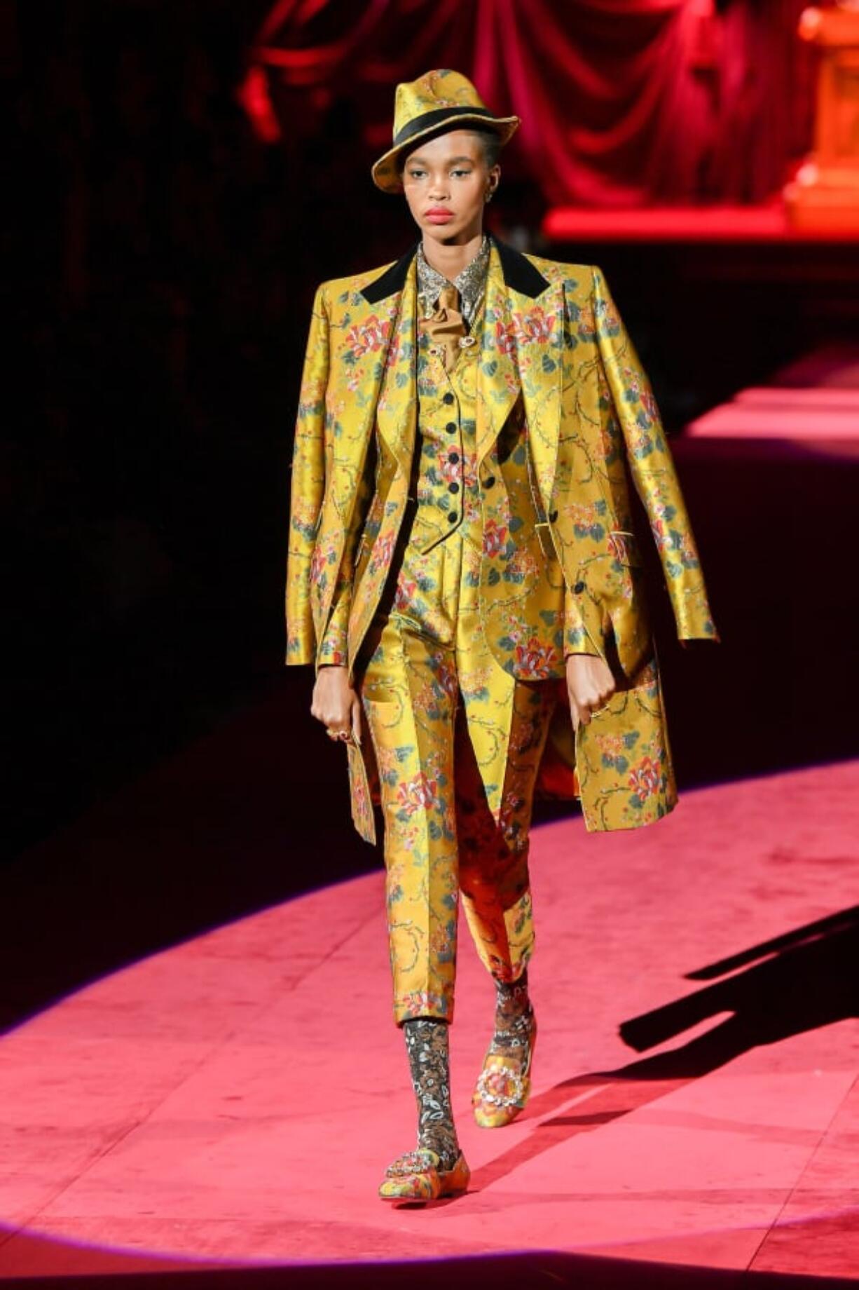 A model presents a creation during the Dolce & Gabbana women’s Fall/Winter 2019/2020 collection fashion show in Milan.