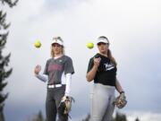 Ridgefield senior Kaia Oliver, left, and Woodland senior Olivia Grey, right, are pictured at Ridgefield High School on Tuesday, March 12, 2019.