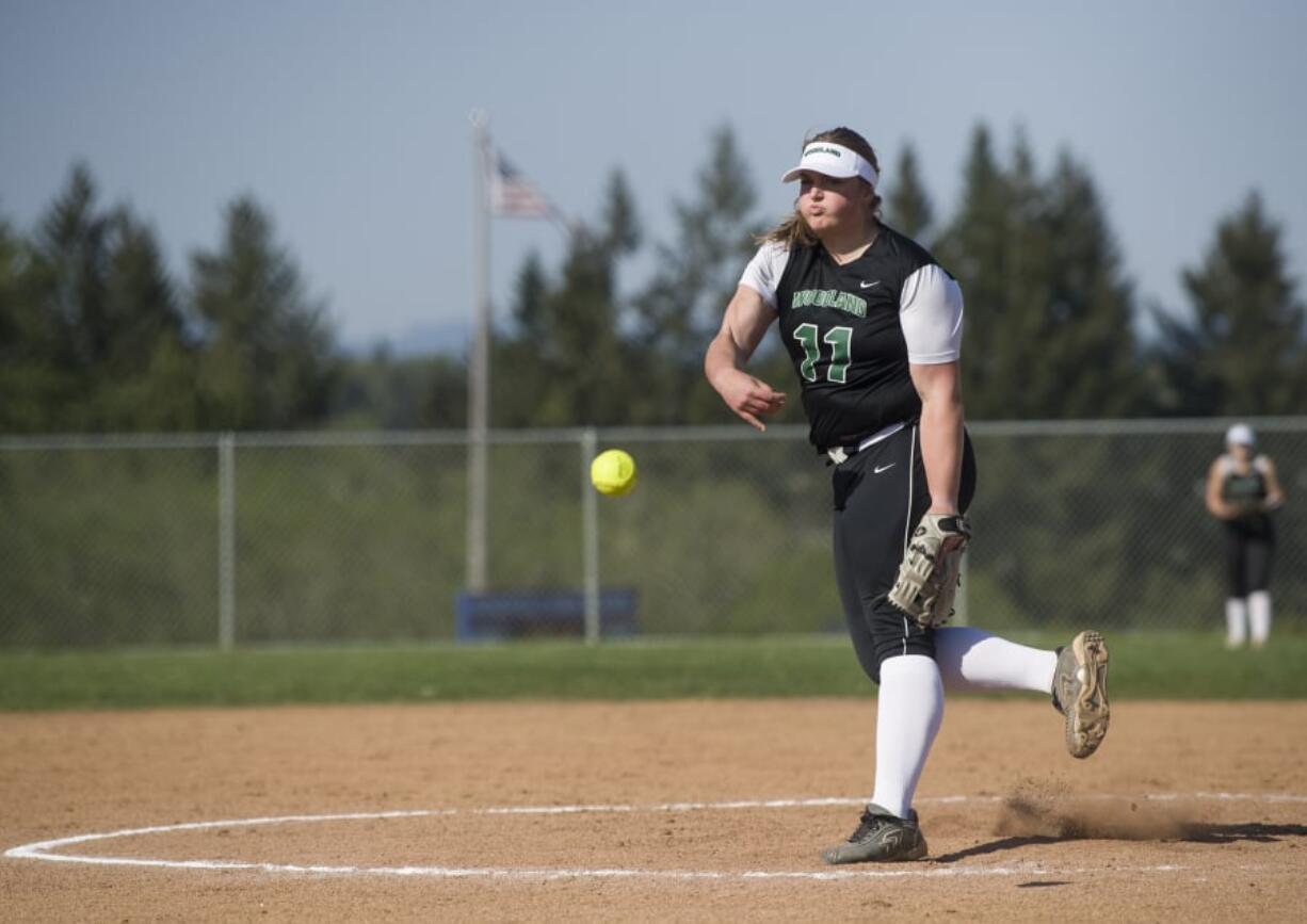 Ridgefield’s Kaia Oliver, left, and Woodland’s Olivia Grey have both signed to play NCAA Division-I softball.