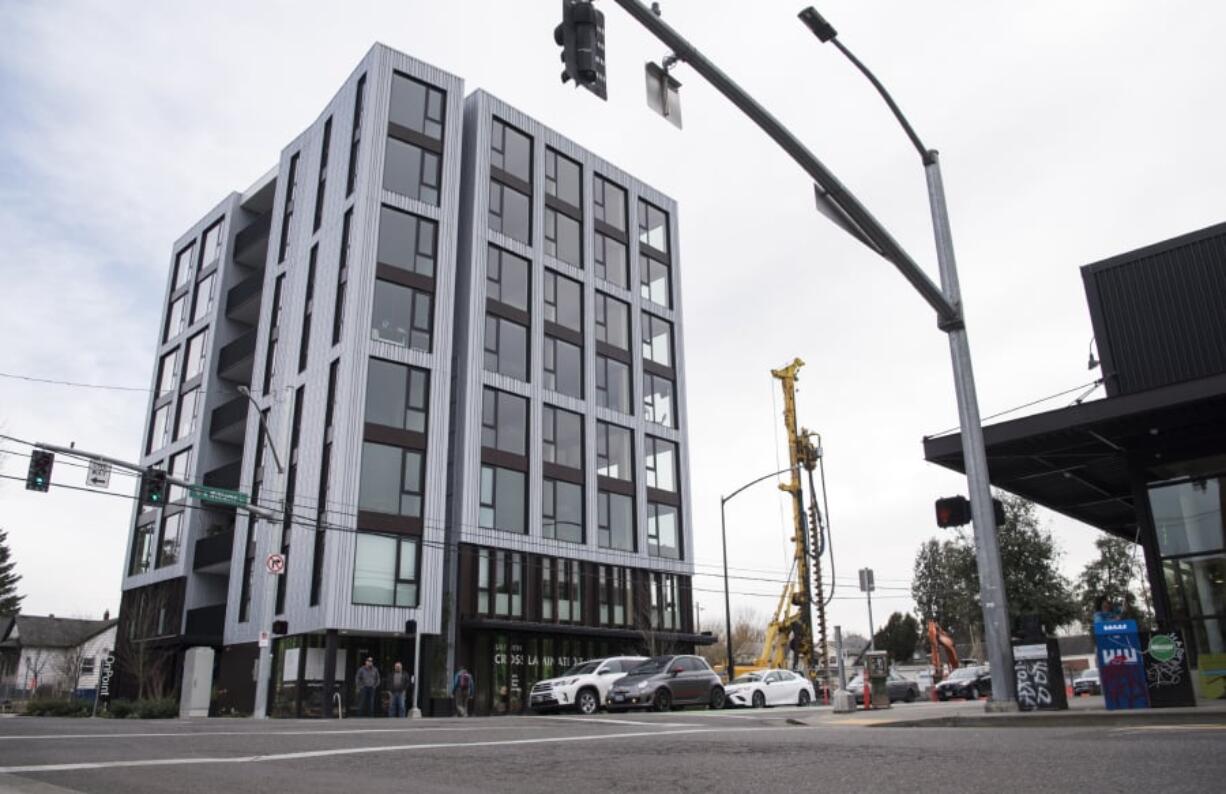 Carbon12, the tallest mass timber and cross-laminated timber building in the country, is an eight-story condominium tower in Portland completed in January 2018 and designed and developed by Path Architecture and Kaiser Group. Those two firms, which operate as one company, are planning to build a similar structure at The Waterfront Vancouver on Block 14. The building would be called The Trestle.