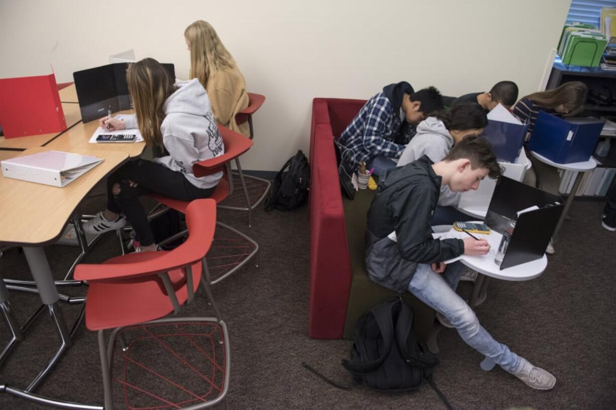 Geometry students at Union High School work in Jeff Conner’s class Tuesday morning.