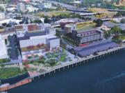 A concept rendering shows the port’s vision for the redeveloped Terminal 1. The port is requesting developer proposals for the mixed-use buildings on the two northern blocks next to the railroad tracks.