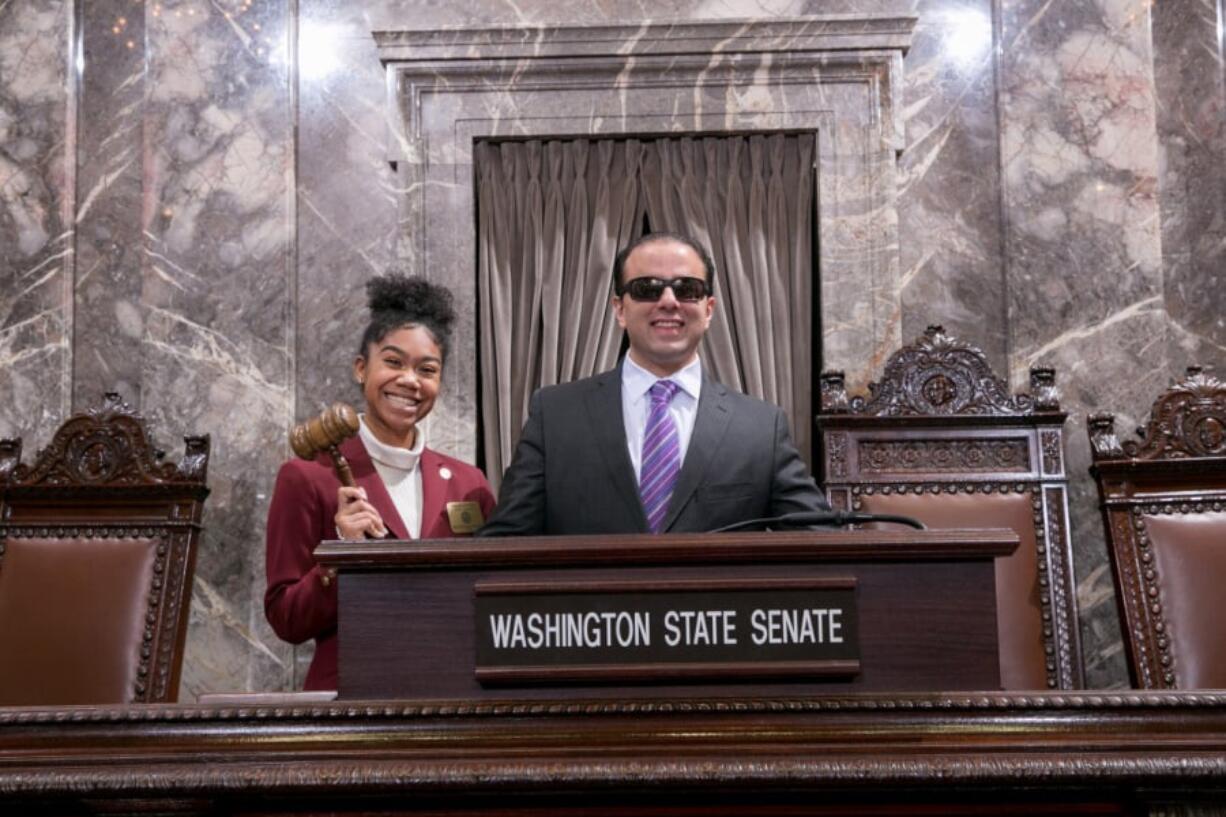 Felida: Skyview High School junior Teja Chunphakvenn-Pinkney with Washington Lt. Gov. Cyrus Habib. Chunphakvenn-Pinkney spent a week in Olympia last month while serving as a page in the state Senate.