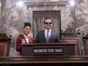 Felida: Skyview High School junior Teja Chunphakvenn-Pinkney with Washington Lt. Gov. Cyrus Habib. Chunphakvenn-Pinkney spent a week in Olympia last month while serving as a page in the state Senate.