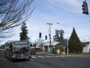 A C-Tran bus makes its way down East 33rd Street in Vancouver on Tuesday.