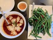 Szechuan wonton with chili oil and dry-cooked green beans at Szechuan Brothers.