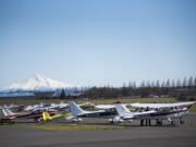 Planes are parked near the runway at Pearson Field in Vancouver on March 18. An internal audit of the Pearson Airport found that it lost at least $63,395 and potentially up to $149,211 in public funds over the last decade.