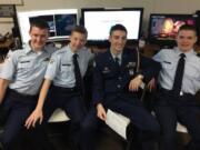 Battle Ground: Cadets with the Battle Ground High School Air Force Junior Reserve Officer Training Corps, from left, Ethan Tawwater, Seamus O’Neil, Braden Morrison and Wyatt Moody, reached the semifinals of the StellarXplorers, a national space system design competition.