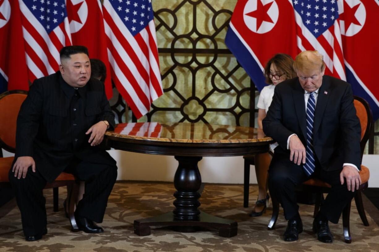 President Donald Trump meets North Korean leader Kim Jong Un, Thursday, Feb. 28, 2019, in Hanoi.