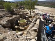 Tourists visit the archaeological site of Tel Shiloh in the West Bank on March 12.