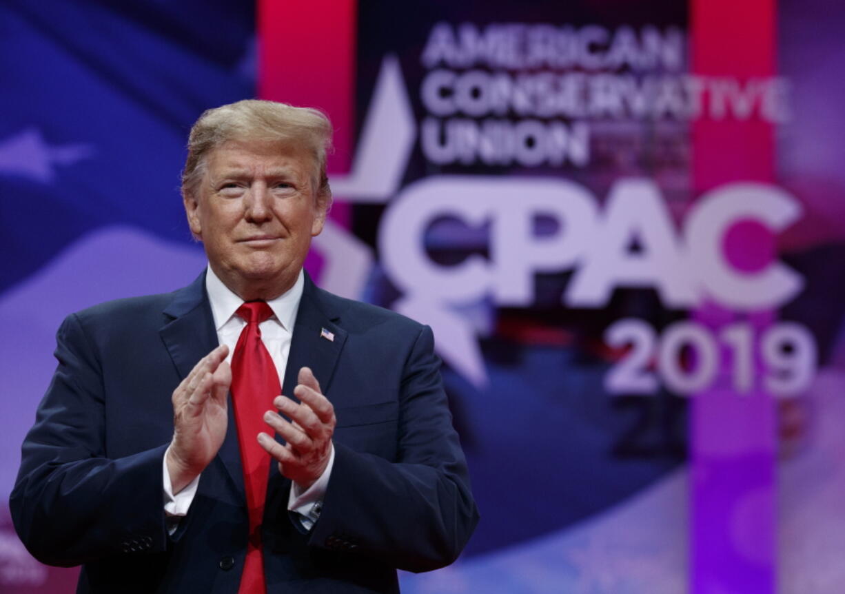 President Donald Trump arrives to speak at Conservative Political Action Conference, CPAC 2019, in Oxon Hill, Md., Saturday, March 2, 2019.