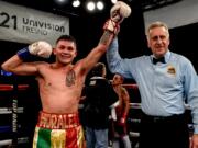 Victor Morales Jr., pictured here after a technical knockout over Edgar Cantu on Jan. 11, 2018, is scheduled for an eight-round bout against Marcello Gallardo on Saturday in Clackamas, Ore.