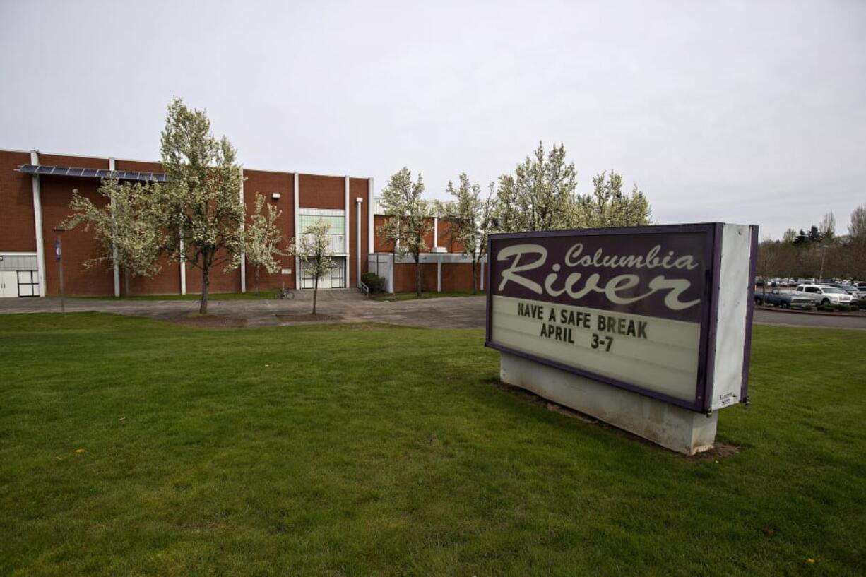 Columbia River High School, pictured in 2017, is among the campuses slated for upgrades as part of Vancouver Public Schools’ $458 million bond project. Teachers worry that the elimination of the black box theater will eliminate key performance and meeting space the district said is underutilized.