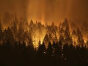 The Eagle Creek wildfire burns Sept. 5, 2017, on the Oregon side of the Columbia River Gorge near Cascade Locks, Ore.