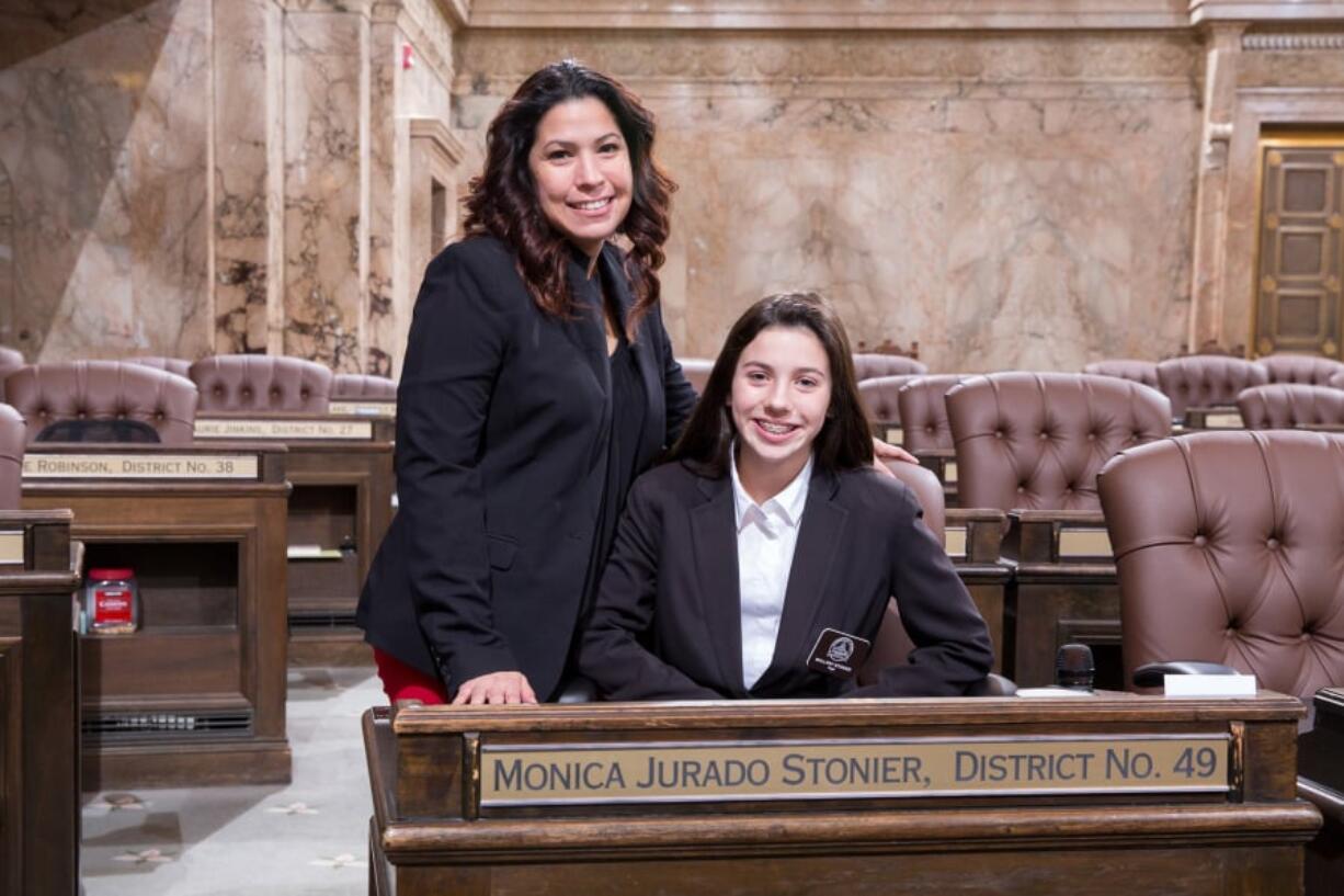 Fisher-Mill Plain: State Rep. Monica Stonier, D-Vancouver, sponsored Pacific Middle School student Mallory Stonier, who is her daughter, as a page in the Washington state House of Representatives recently.