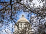 The Washington State Capitol, also known as the Legislative Building, is pictured in Olympia on April 9.