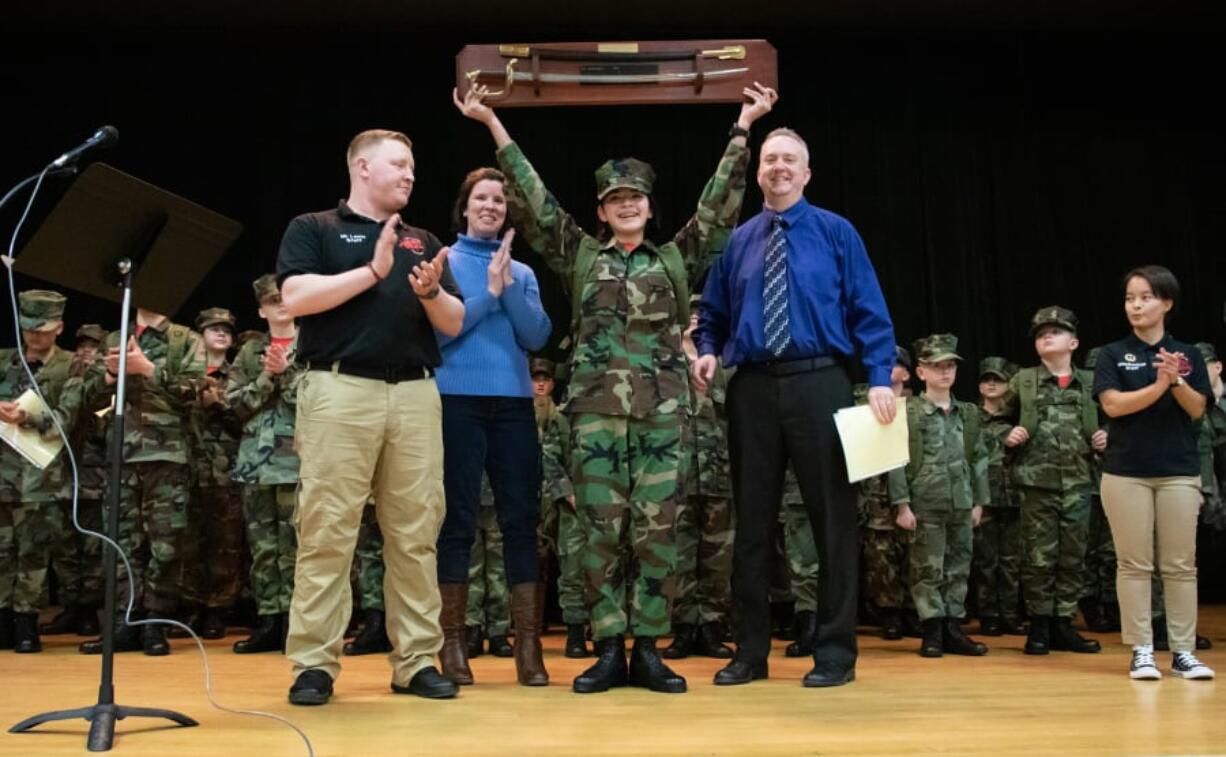 Hough: Ridgefield High School’s Deonna Grove finished first in the Lewis & Clark Young Marines graduating class, earning her the William W. Hillgaertner Honor Graduate Award and a promotion to private first class.