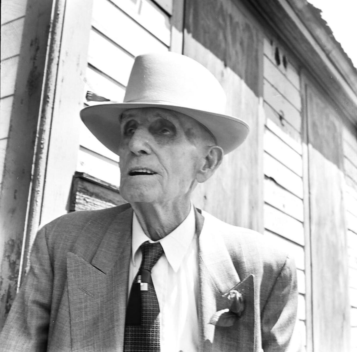 Grandpa Day arriving at the train station in The Dalles, around the time this story took place in 1951.