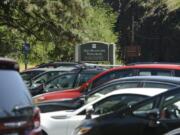 The parking lot fills quickly at Dog Mountain Trailhead in the Columbia River Gorge in the spring.