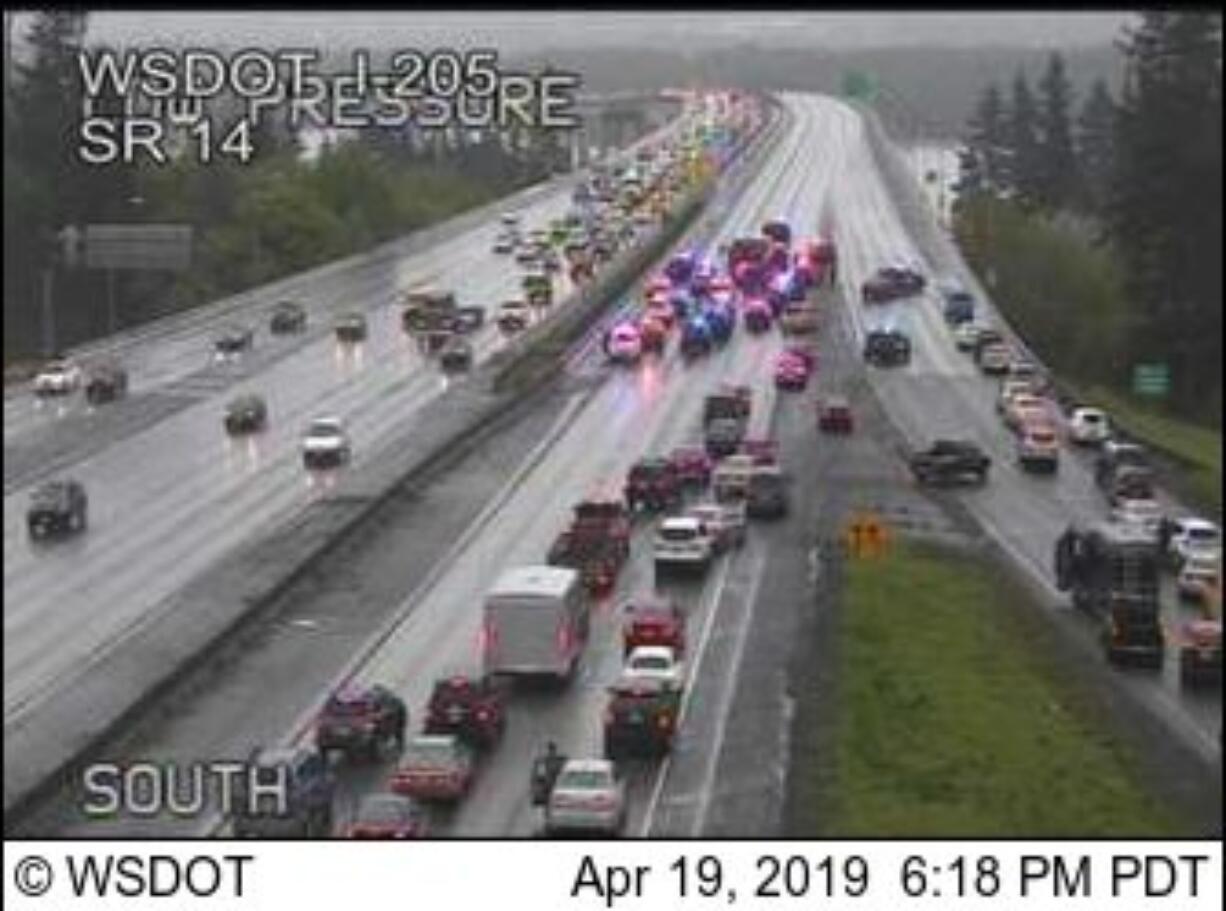 Vancouver police stopped a C-Tran bus and took a suspect into custody Friday night. Traffic backed up on southbound Interstate 205 for the investigation.