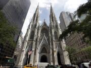 This Sept. 6, 2018, photo shows St. Patrick's Cathedral in New York. A New Jersey man has been arrested outside the cathedral with two jugs of gasoline. Police say church personnel stopped the 37-year-old man from entering the landmark cathedral in Manhattan at about 9 p.m. Wednesday, April 17, 2019. Authorities were investigating whether the unidentified man is emotionally disturbed.