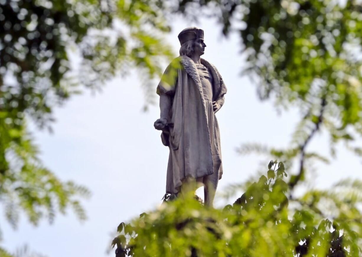 This Aug. 27, 2017 file photo shows the Christopher Columbus statue at Manhattan’s Columbus Circle in New York. Maine Gov. Janet Mills signed a bill on Friday, April 26, 2019, changing Columbus Day to Indigenous People’s Day in the state.