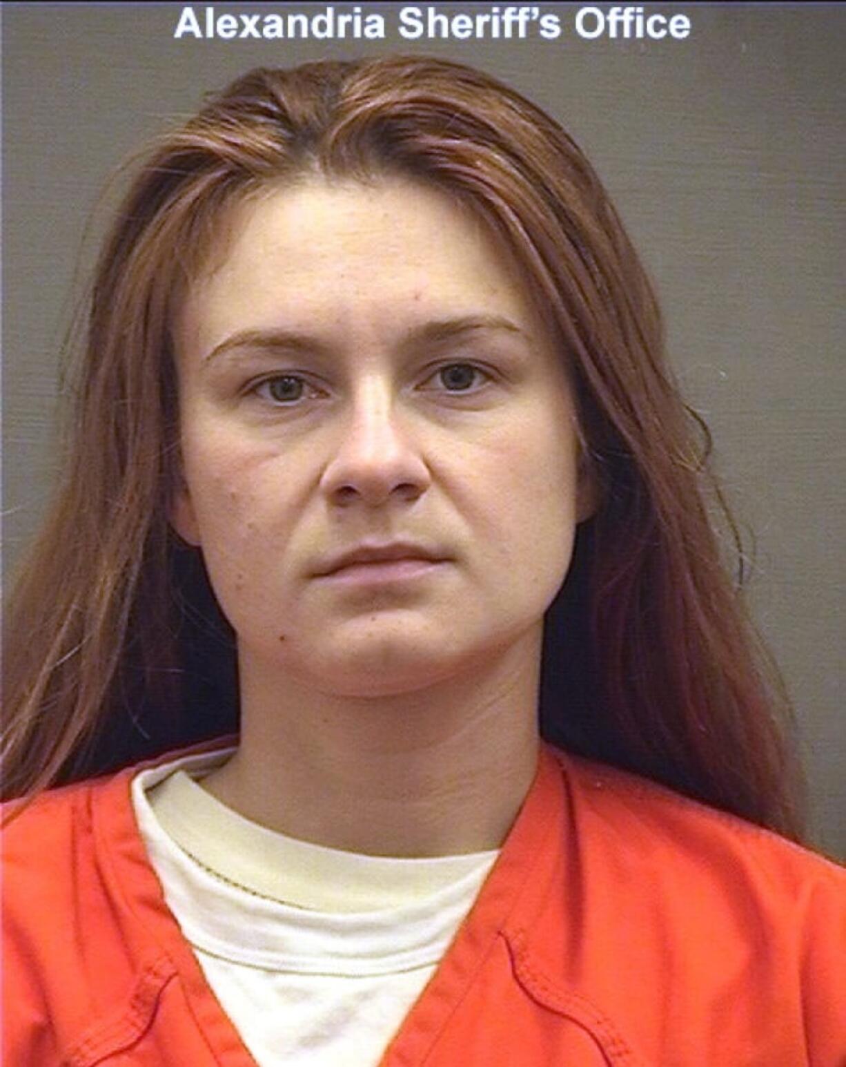 FILE - This Friday, Aug. 17, 2018 photo provided by the Alexandria, Va., Detention Center shows Maria Butina.