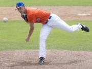 Spencer Andersen struck out five over five innings to earn the win in Ridgefield’s 9-3 victory over White River in the 2A baseball state regionals Saturday in Centralia.