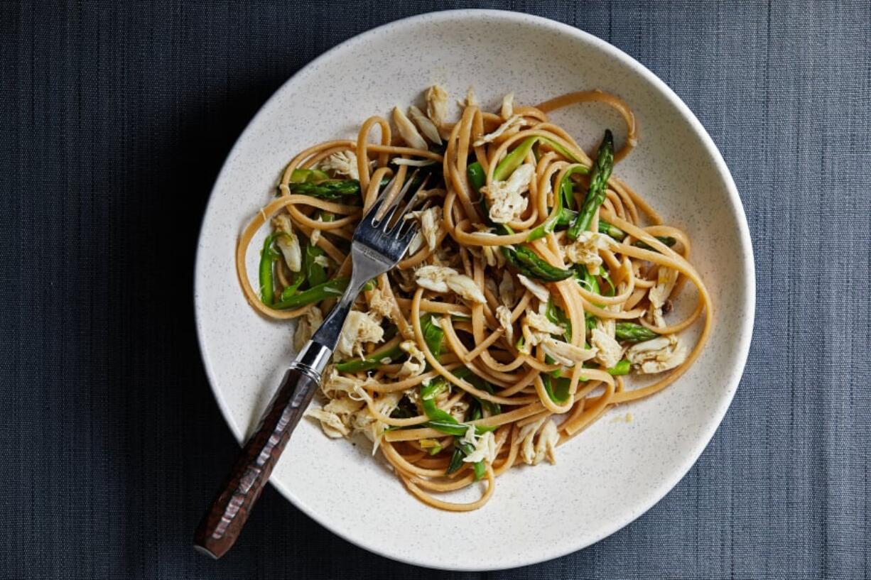 Fettuccine With Crab and Asparagus.