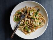 Fettuccine With Crab and Asparagus.