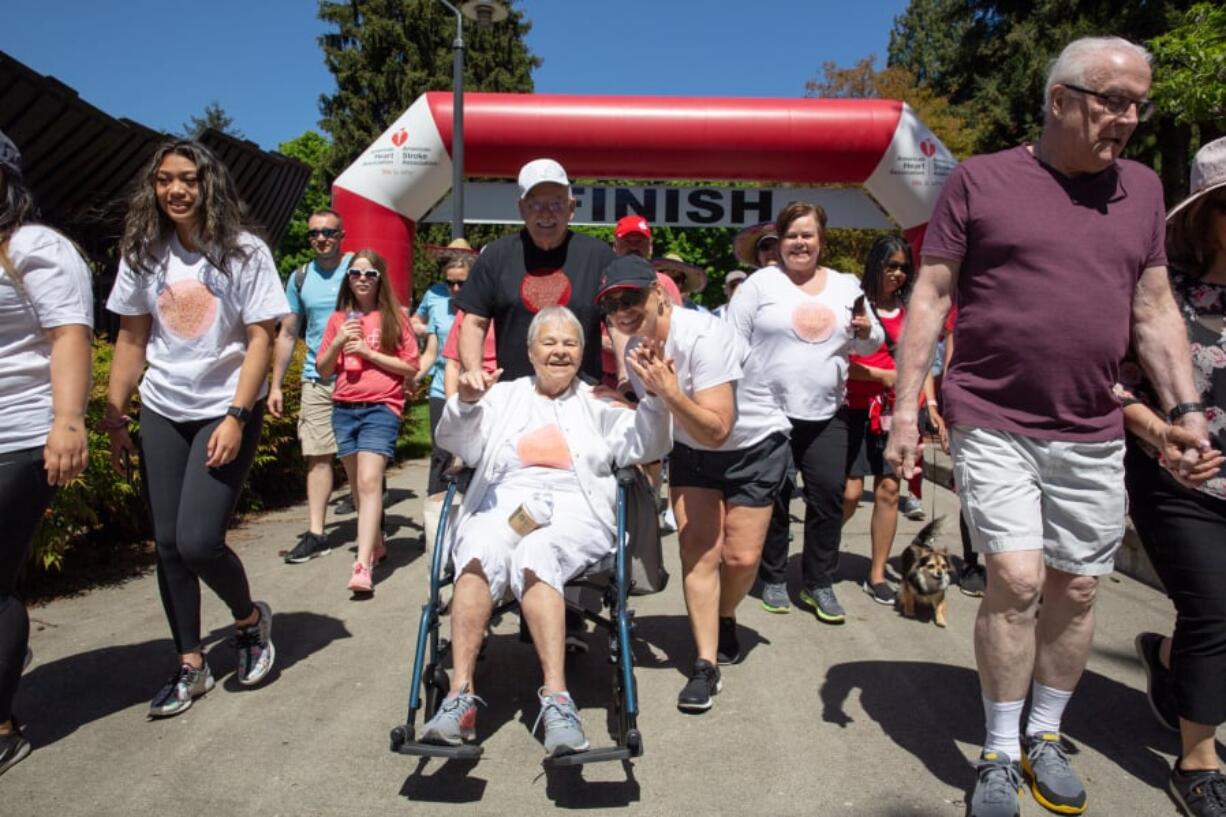 Participants depart from Esther Short Park at the start of the American Heart Association’s Heart and Stroke Walk in Vancouver on Sunday afternoon. Over 500 walkers participated to raise money for heart disease and stroke prevention.