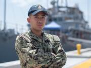 Seaman Mark Anthony Fernandez serves aboard an avenger-class mine countermeasures ship, USS Gladiator.