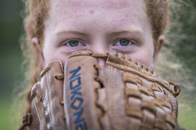 Tigers’ Pitcher Mallory Meyer throws poses for a press photo at Battle Ground High School on Tuesday afternoon, May 14, 2019.